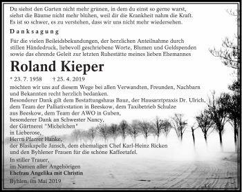 Traueranzeige von Roland Kieper von lausitzer_rundschau