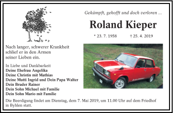 Traueranzeige von Roland Kieper von lausitzer_rundschau