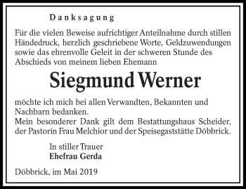 Traueranzeige von Siegmund Werner von lausitzer_rundschau