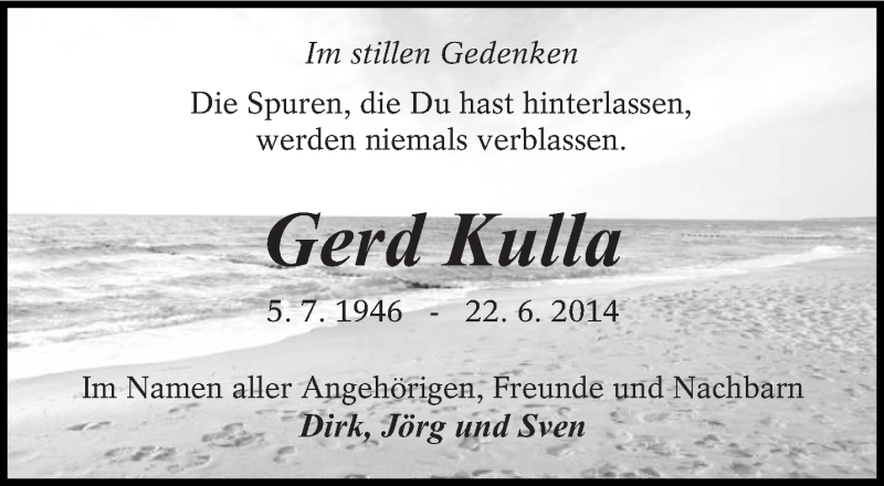  Traueranzeige für Gerd Kulla vom 22.06.2019 aus lausitzer_rundschau