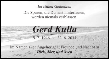 Traueranzeige von Gerd Kulla von lausitzer_rundschau