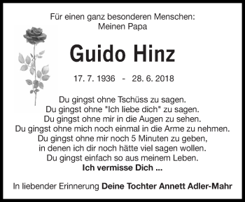 Traueranzeige von Guido Hinz von lausitzer_rundschau