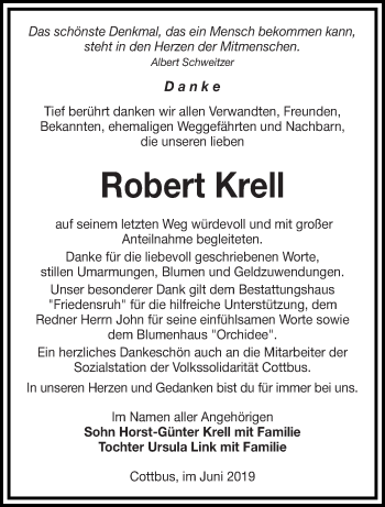 Traueranzeige von Robert Krell von lausitzer_rundschau