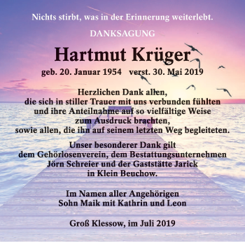 Traueranzeige von Hartmut Krüger von lausitzer_rundschau