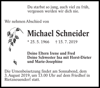 Traueranzeigen von Michael Dieter Freund