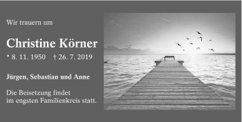 Traueranzeige von Christine Körner von lausitzer_rundschau