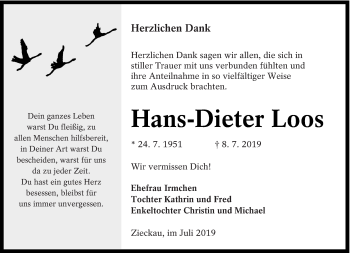 Traueranzeige von Hans-Dieter Loos von lausitzer_rundschau