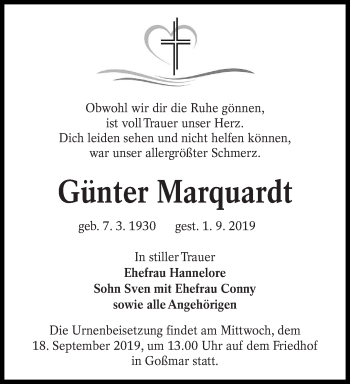 Traueranzeige von Günter Marquardt von lausitzer_rundschau