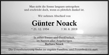Traueranzeige von Günter Noack von lausitzer_rundschau