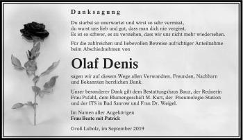 Traueranzeige von Olaf Denis von lausitzer_rundschau