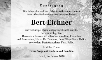 Traueranzeige von Bert Eichner von lausitzer_rundschau