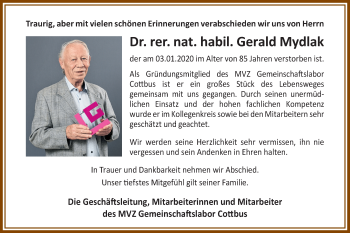 Traueranzeige von Gerald Mydlak von lausitzer_rundschau