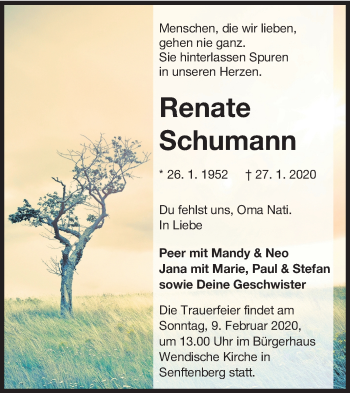 Traueranzeige von Renate Schumann von lausitzer_rundschau
