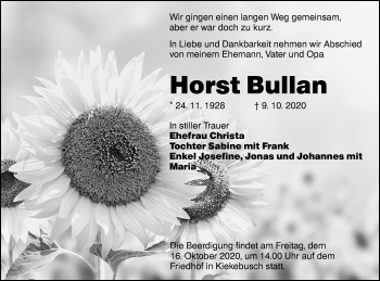 Traueranzeige von Horst Bullan von lausitzer_rundschau