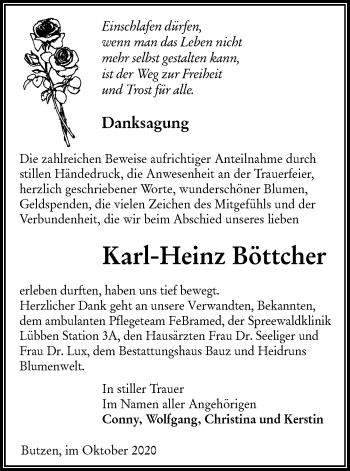 Traueranzeige von Karl-Heinz Böttcher von lausitzer_rundschau