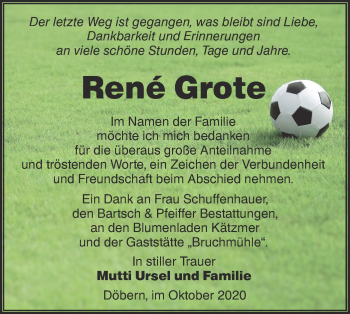 Traueranzeige von René Grote von lausitzer_rundschau