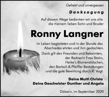 Traueranzeige von Ronny Langner von lausitzer_rundschau