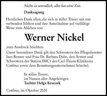 Traueranzeige von Werner Nickel von lausitzer_rundschau