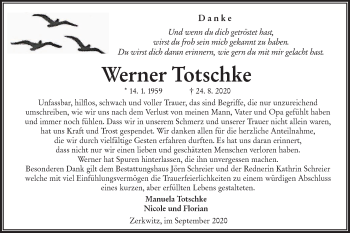 Traueranzeige von Werner Totschke von lausitzer_rundschau