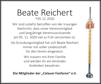 Traueranzeige von Beate Reichert von lausitzer_rundschau