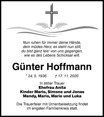 Traueranzeige von Günter Hoffmann von lausitzer_rundschau