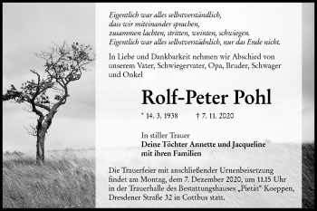 Traueranzeige von Rolf-Peter Pohl von lausitzer_rundschau