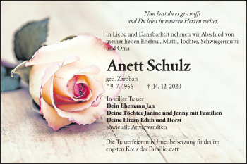 Traueranzeige von Anett Schulz von lausitzer_rundschau