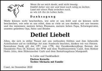 Traueranzeige von Detlef Liebelt von lausitzer_rundschau