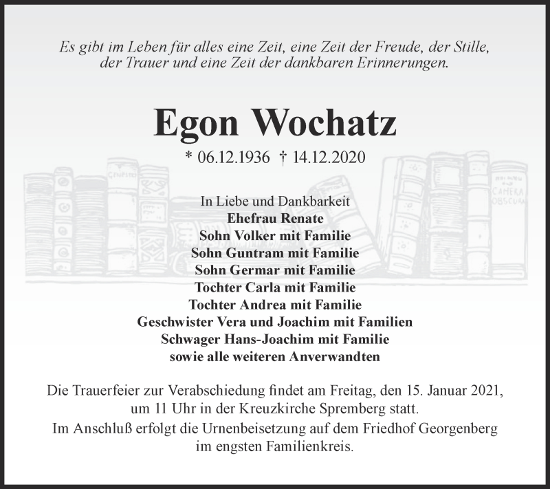  Traueranzeige für Egon Wochatz vom 23.12.2020 aus lausitzer_rundschau