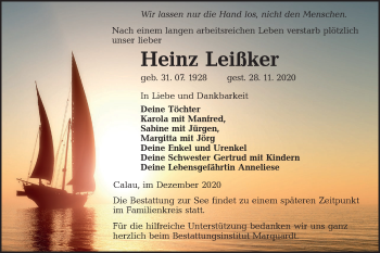 Traueranzeige von Heinz Leißker von lausitzer_rundschau