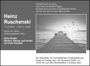 Traueranzeige von Heinz Ruschenski von lausitzer_rundschau