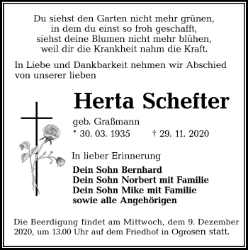 Traueranzeige von Herta Schefter von lausitzer_rundschau