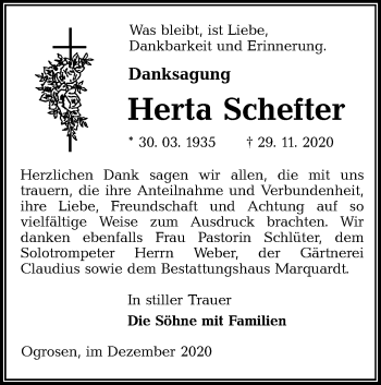 Traueranzeige von Herta Schefter von lausitzer_rundschau