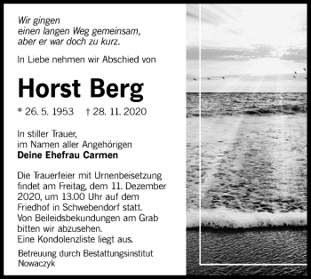 Traueranzeige von Horst Berg von lausitzer_rundschau