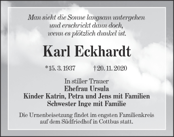 Traueranzeige von Karl Eckhardt von lausitzer_rundschau