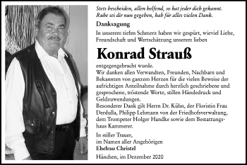 Traueranzeige von Konrad Strauß von lausitzer_rundschau