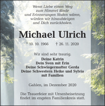 Traueranzeige von Michael Ulrich von lausitzer_rundschau