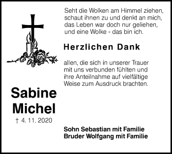 Traueranzeige von Sabine Michel von lausitzer_rundschau