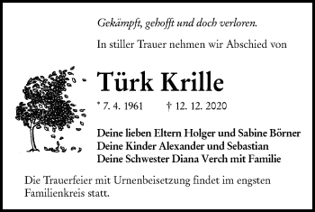 Traueranzeige von Türk Krille von lausitzer_rundschau