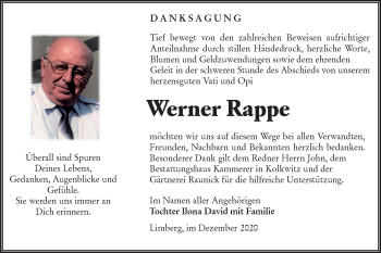 Traueranzeige von Werner Rappe von lausitzer_rundschau
