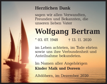 Traueranzeige von Wolfgang Bertram von lausitzer_rundschau