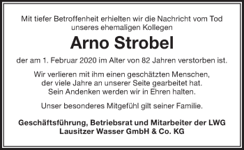 Traueranzeige von Arno Strobel von lausitzer_rundschau