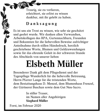 Traueranzeige von Elsbeth Müller von lausitzer_rundschau
