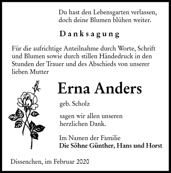 Traueranzeige von Erna Anders von lausitzer_rundschau