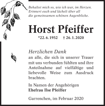 Traueranzeige von Horst Pfeiffer von lausitzer_rundschau