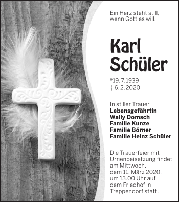 Traueranzeige von Karl Schüler von lausitzer_rundschau