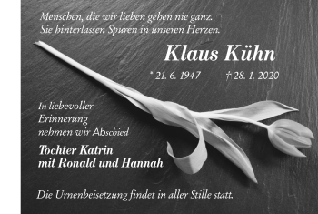 Traueranzeige von Klaus Kühn von lausitzer_rundschau