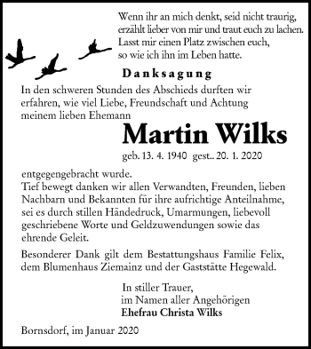 Traueranzeige von Martin Wille von lausitzer_rundschau