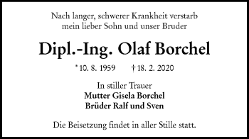 Traueranzeige von Olaf Borchel von lausitzer_rundschau