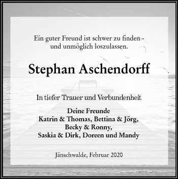 Traueranzeige von Stephan Aschendorff von lausitzer_rundschau